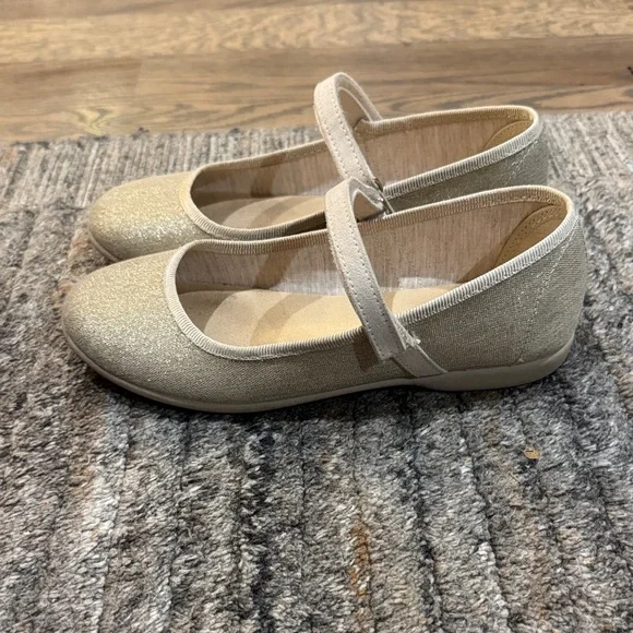 Chic Gold Kids Dress Shoes with Strap - Picture 2 of 5